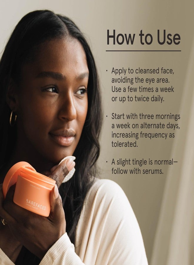 Barefaced Toning Pads (60 count) - Exfoliating Face Pads with 2% Glycolic Acid & Salicylic Acid - Brightens & Cleanses Skin, Clears Pores, Reduces Fine Lines & Wrinkles - Image 3